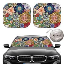 Protetor Solar para Carro Gven 2 Peças Dobrável Bloqueador UV Floral M