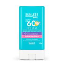 Protetor solar Sunless baby 60FPS bastão resistente a água suor sem cheiro - Farmax