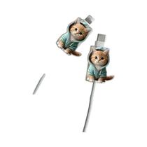 Protetores De Cabo Em Forma De Gato Para Interface De Carregamento Tipo-C Organizador De Cabos