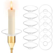 Protetores de gotejamento Clear Candle, bobeches de vidro, 7 cm, conjunto de 12