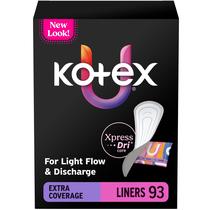 Protetores diários Kotex Light Absorbency Extra Coverage 93 unidades Protetores diários Kotex Light Absorbency Extra Coverage 93 unidades