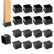 Protetores para pés de cadeira Suiwotin 12 peças 3,8 x 3,8 cm PVC preto