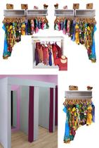 Provador Duplo + Balcão Arara + 5 Araras de Parede Magia Móveis