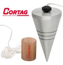 Prumo de Centro 500g Cortag em Aço Carbono e Apoio em Madeira