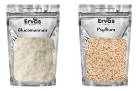 Psyllium Husk 100g + Glucomannan 100g 100% Fibras Naturais