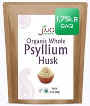 Psyllium Husk Jiva Organics Whole 800 g (1,75 lb), não transgênico Psyllium Husk Jiva Organics Whole 800 g (1,75 lb), não transgênico