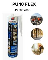 PU 40 Selante Adesivo de Poliuretano Preto 400g Flex Vedação Construção UniPro