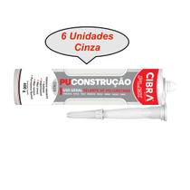 Pu Construção Cola Selante De Poliuretano Cibra Flex 400g nas cores Cinza/Branco/Preto Cx c/ 6 Unid. Para Vedação De Calhas Rufos A: 40