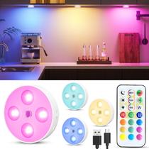 Puck Lights HOMEBEST recarregável de 1500mAh com controle remoto, pacote com 4 Puck Lights HOMEBEST recarregável de 1500mAh com controle remoto, pacote com 4