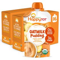 Pudim de leite de aveia HappyTot, lanche infantil, bolsa de 16 x 115 ml