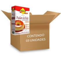 Pudim de Leite sabor Leite Condensado e Calda Pronta Zero Açúcar Lowçucar contendo 3 caixinhas de 135g cada