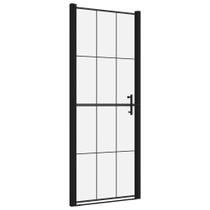Puerta de Ducha Ajustable vidaXL de Aluminio Negro y Vidrio Templado con Estilo Industrial