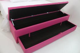 Puf Baú Com Gaveta de Casal 140x50x45cm Cor Rosa - material sintético