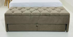 Puf Baú Com Gaveta de Casal 140x50x45cm Na Cor Bege - Produto de Alta Qualidade e Conforto