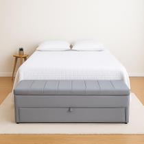 Puf Baú Com Gaveta de Casal 140x50x45cm Na Cor Cinza - Perfeito Para o Seu Quarto.