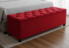 Puf Baú Estofado Capitonê Queen 160x40x45cm Vermelho - Produto Direto de Fábrica
