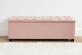 Puf Baú Estofado Casal Tamanho de 140x40x45cm Rosa - Tecido Em Veludo Suede Liso - Alta Qualidade