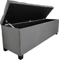 Puf Baú Estofado Clássico Tamanho 140x40x45cm Cor Cinza - Tecido Em Veludo Liso