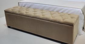 Puf Baú Estofado de Casal Cor Bege 140x40x45cm Modelo Em Capitonê - Elegância e Funcionalidade