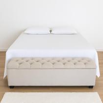 Puf Baú Estofado de Casal Na Cor Bege Claro 140x40x45cm Produto de Alta Qualidade e Durabilidade