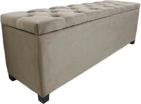Puf Baú Estofado Modelo Capitonê Tamanho de Casal 140x40x45cm Cor Marrom Claro - Alta Qualidade