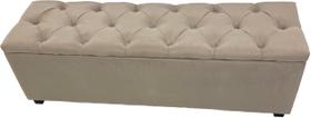 Puf Baú Estofado Tamanho King 190x40x45cm Na Cor Bege Alta Capacidade de Armazenagem