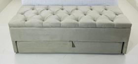 Puf Baú Gaveta Casal Com 2 Compartimentos 140x50x45cm Na Cor Bege Claro - Alta Qualidade