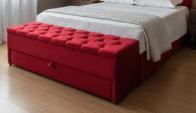 Puf Baú Gaveta Casal Modelo em Capitonê 140x50x45cm Na Cor Vermelho - Conforto e Elegância Puf Baú Gaveta Casal Modelo em Capitonê 140x50x45cm Na Cor Vermelho - Conforto e Elegância