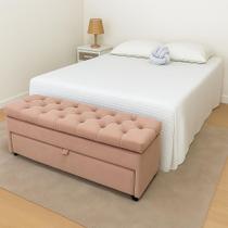Puf Baú Queen Com Gaveta 160x50x45cm Cor Rosa