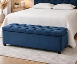 Puf Baú Recamier Estofado Casal Azul Marinho 140x40x45cm Produto Com Alta Qualidade e Conforto Puf Baú Recamier Estofado Casal Azul Marinho 140x40x45cm Produto Com Alta Qualidade e Conforto