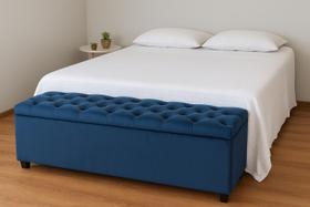 Puf Baú Recamier Estofado Casal Azul Marinho 140x40x45cm Produto Com Alta Qualidade e Conforto