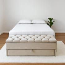 Puf Baú Sapateiro com Gaveta King 195x50x45cm Cor Areia - Produto Direto de Fábrica