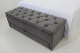 Puf Baú (Sapateiro) Com Gaveta Queen 160x50x45cm Cor Camurça - Estrutura em MDF