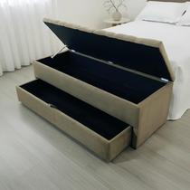 Puf Baú (Sapateiro) Com Gaveta Queen 160x50x45cm Cor Marrom Claro - Elegância Para o Seu Lar