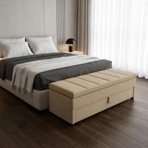 Puf Baú (Sapateiro) Gaveta King 195x50x45cm Cor Bege - Modelo Livert - Perfeito Para o Seu Quarto Puf Baú (Sapateiro) Gaveta King 195x50x45cm Cor Bege - Modelo Livert - Perfeito Para o Seu Quarto