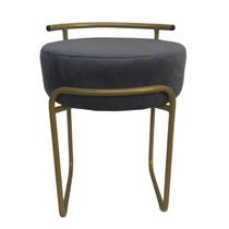 Puf Iva Banqueta Penteadeira Quarto Sala Decorativo Redondo Base de Ferro Dourado Luxo