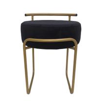 Puf Iva Banqueta Penteadeira Quarto Sala Decorativo Redondo Base de Ferro Dourado Luxo