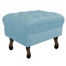 Puf Puff Banqueta Retrô Luiz XV 50cm Quadrado Sala Escritório Recepção Suede Azul Turquesa - D house Decor