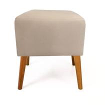 Puf Puff Marrocos Quadrado Suede Bege Pés Palito Castanho