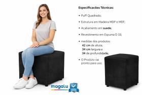 Puf, Puff para Sala, Quarto Quadrado, Dado Suede 42 Cm AlturaToninho Puffs Qualidade Garantida