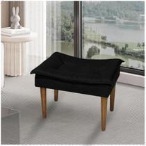 Pufe Banqueta Estofada Com Almofada Pés Madeira Sala Quarto