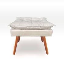 Pufe Banqueta Opala Fibra Siliconada Suede Bege Off White