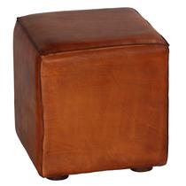 Pufe Bare Decor Sands em Couro Legítimo Marrom Selaria Pufe Bare Decor Sands em Couro Legítimo Marrom Selaria