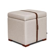 Pufe Baú Alta Decoração 45x45 Com Cinto Morfeu