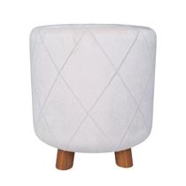 Pufe Brusque Suede Drapeado Crú Tamanho Ø 40 cm x 44 cm altura Pufe Brusque Suede Drapeado Crú Tamanho Ø 40 cm x 44 cm altura