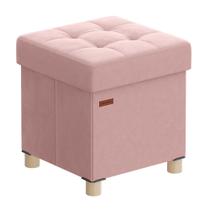 Pufe de armazenamento SONGMICS Folding Cube 37L Jelly Pink Velvet