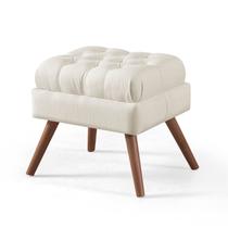 Pufe Decorativo Pé Palito Madeira Capitonê Gales