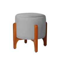 Pufe Decorativo Redondo Pé Madeira Escandinavo