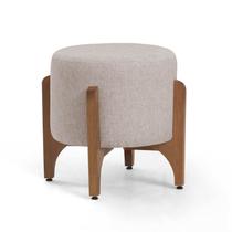 Pufe Decorativo Redondo Pé Madeira Escandinavo Premium