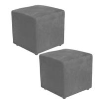 Pufe em veludo cinza